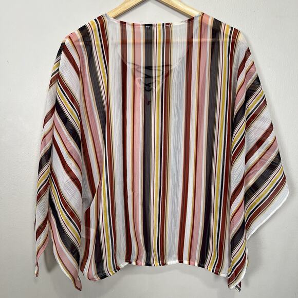 Maurices Poncho Blouse Womens Small Sheer Boho Festival Eclectic Retro Tassel - Picture 7 of 11